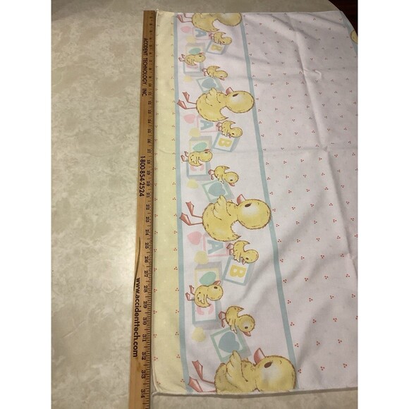 Vtg Riegel Mother Baby Duck Blocks Hearts Blanket White Blue Yellow Pink 27x34 - Picture 13 of 13